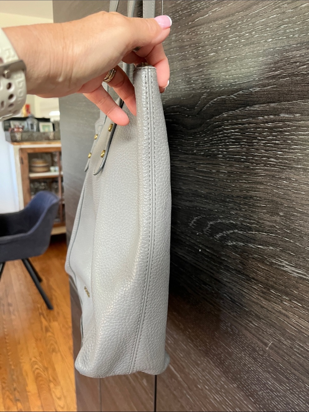 Fossil Grey Leather Tote Bag - Picture 4 of 13